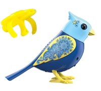 A pretty blue and yellow DigiBird with a yellow whistle.