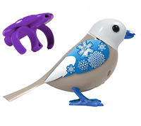 A blue and white DigiBird with a purple whistle.