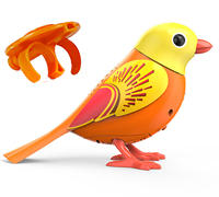 An orange DigiBird with a yellow head and an orange whistle.