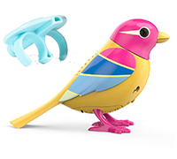 A pink, yellow, and blue DigiBird with a light blue whistle.