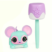 A pastel pink and blue electronic mouse with a marshmallow accessory.