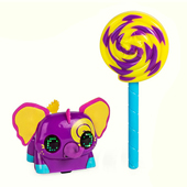 A happy little purple electronic elephant with a lollipop accessory.
