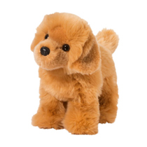 A fluffy brown dog plush.