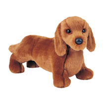 An cute plush dachshund.