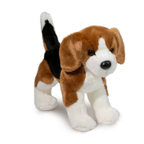 A beagle plush with it's tail up.