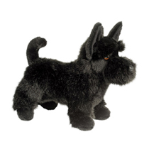 A scotty plush with it's ears and tail up.