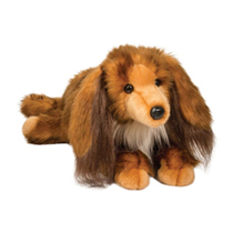 A fluffy brown dog plush.