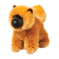 A super fluffy chow plush standing up.