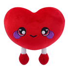 A red heart plush with legs.