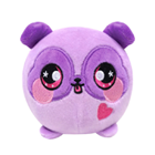 A cute round purple pug plush with a pink heart.
