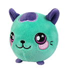 A round teal cat plush.