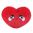 A fluffy red heart plush.