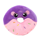 A cute pink and purple donut plush.