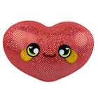 A sparkly red heart plush.