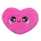 A fluffy pink heart plush.