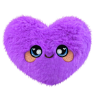 A fluffy purple heart plush.