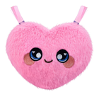 A fluffy pink heart plush with pig tails.