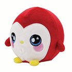 A round red and white penguin plush.