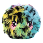 A fluffy plush with colorful fur.